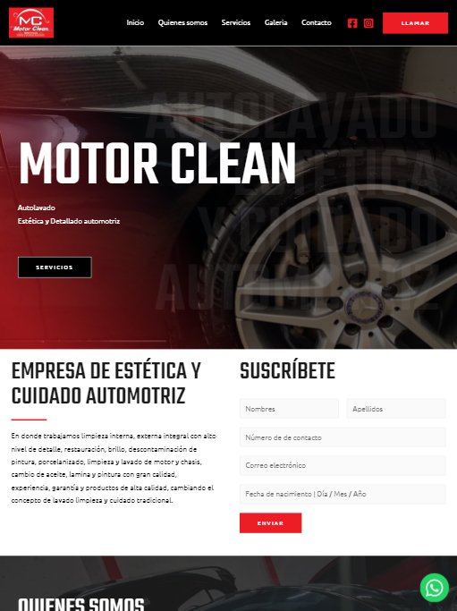 Captura del sitio de Motor Clean