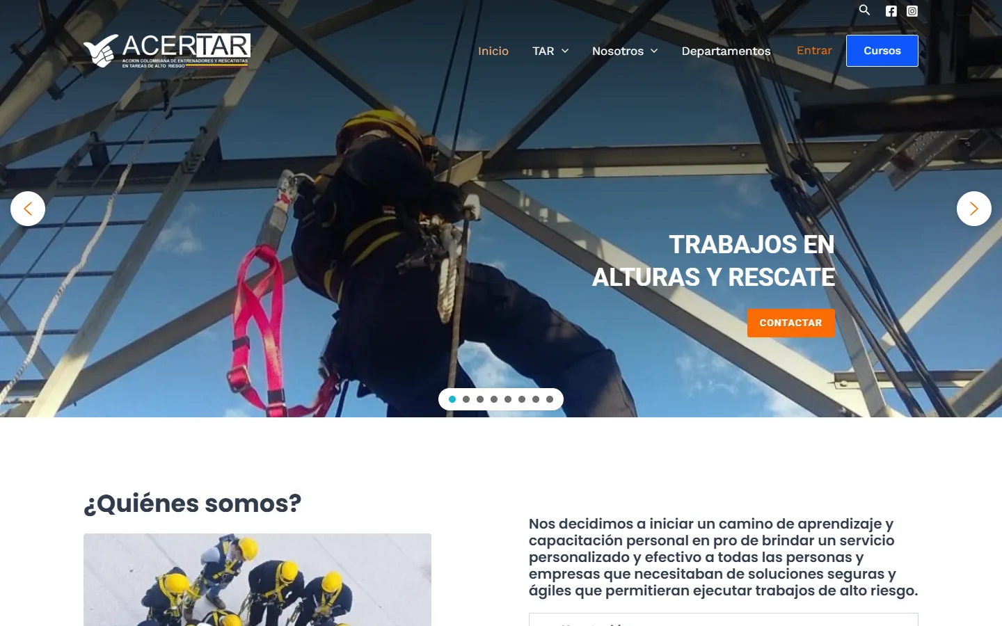 Sitio anterior de Acertar, empresa de capacitación en trabajo seguro en alturas