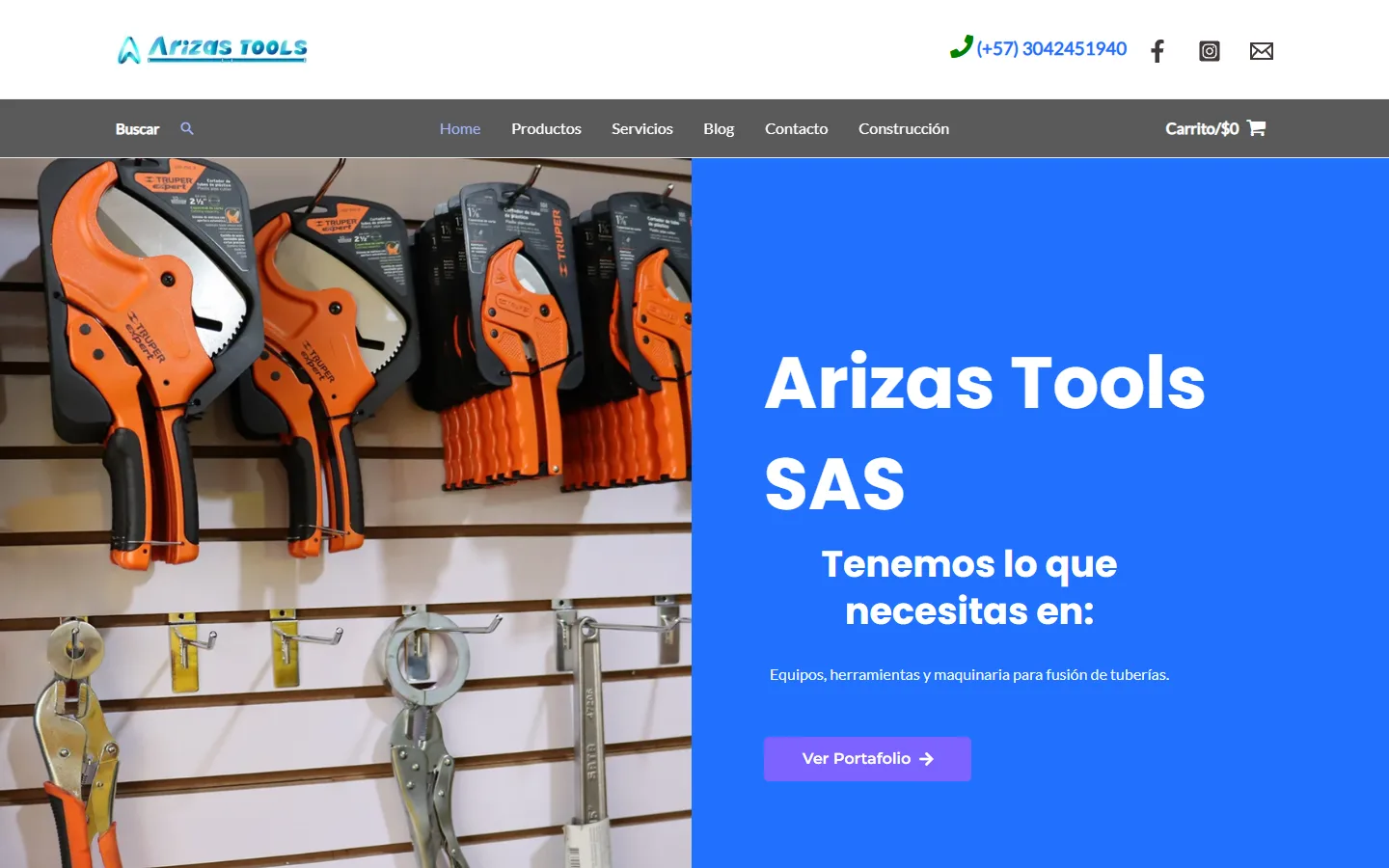 Captura del sitio de Arizas Tools