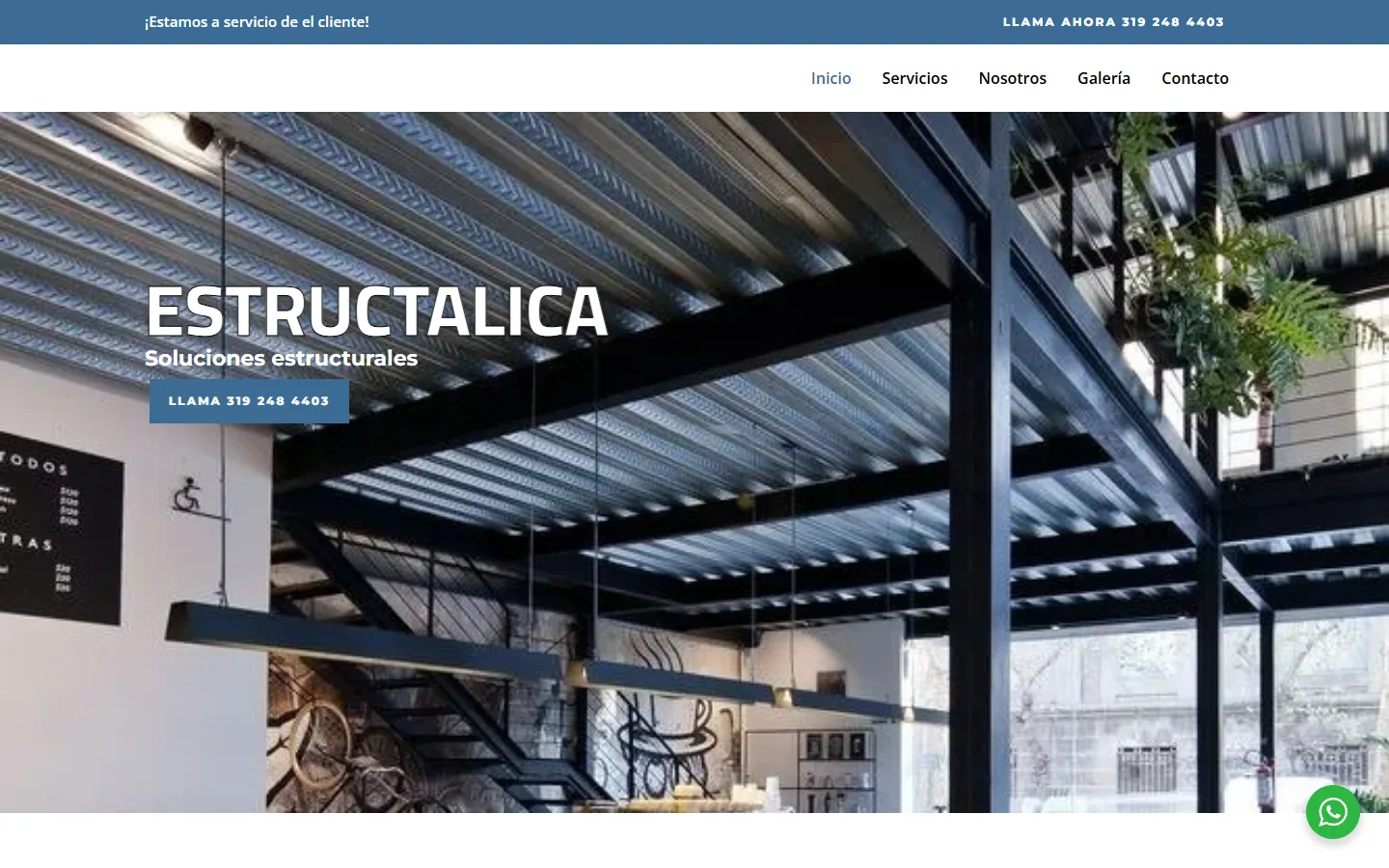 Captura del sitio de Estructálica